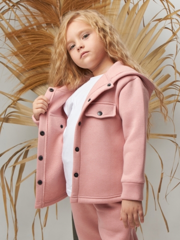 333. Костюм детский (Брюки+Толстовка) на кнопках, пудра, хлопок 65%, 35% ПЭ, 3-х нитка с  начесом 122,128,134,140