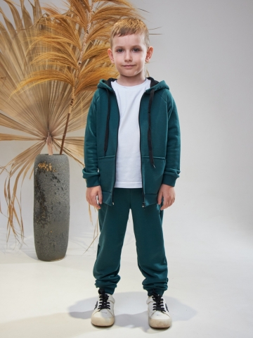 Купить оптом 328-ИЗ. Костюм детский  на молнии, изумрудный, хлопок 65%, 35% ПЭ, 3-х нитка без начеса 98,104,110,116 в Кургане
